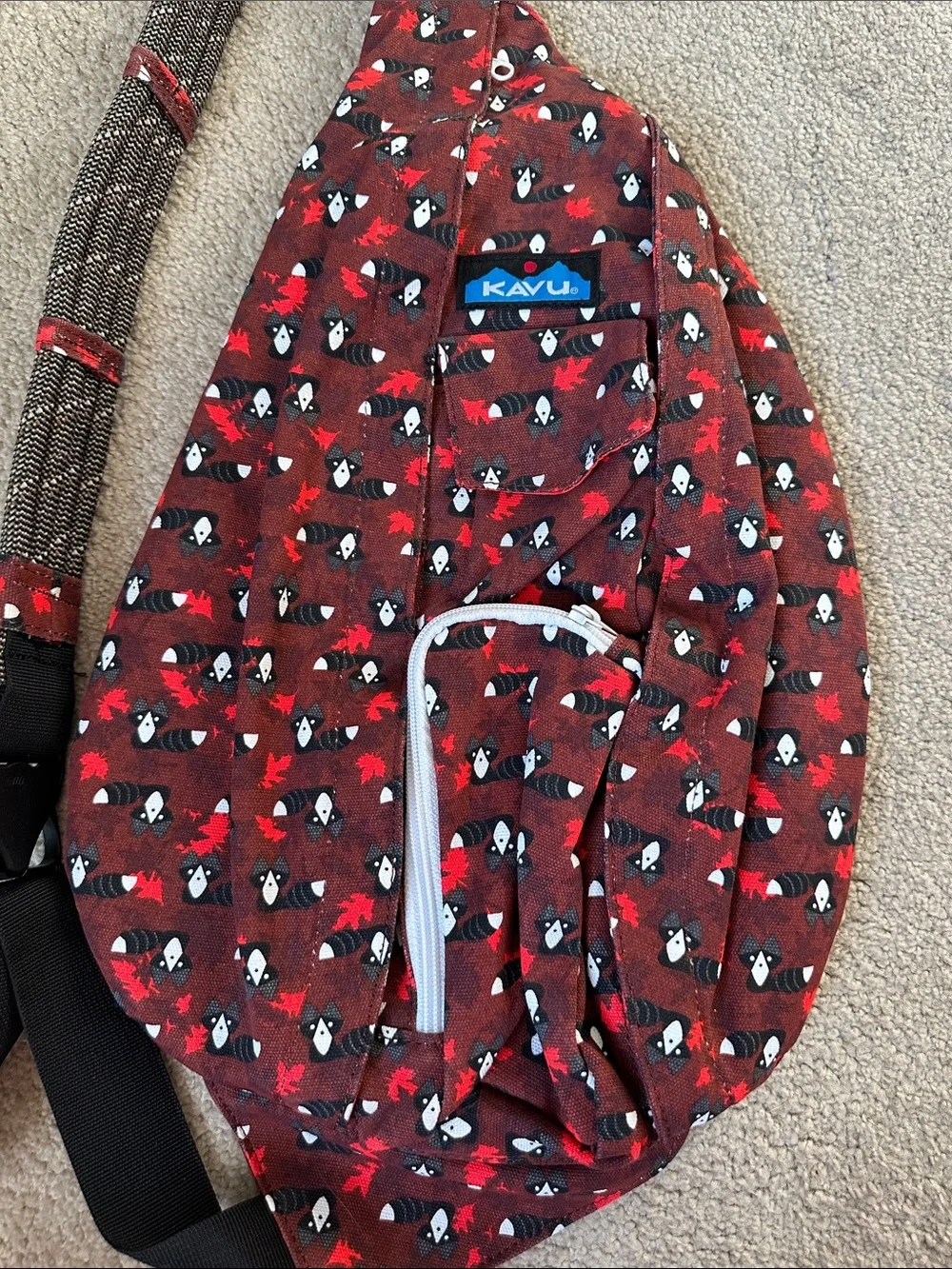 Kavu Red Raccoon Rope Sling Bag - Large